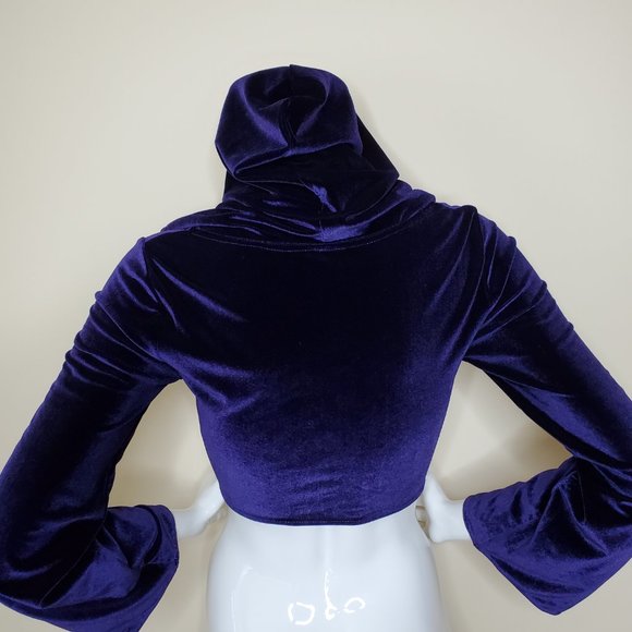 Chic Twist Velvet Purple Hooded Long Sleeve Top w/ Skinny Fit Pants SZ S - Picture 8 of 10